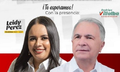 La candidata a la alcaldía Leidy Pérez y el candidato a la gobernación Rodrigo Villalba Mosquera